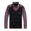 knitted check boys shirts with foldable collar