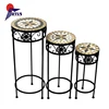 Indoor outdoor garden metal wrought iron pot plant stand mosaic table set 3 display flower plant stand