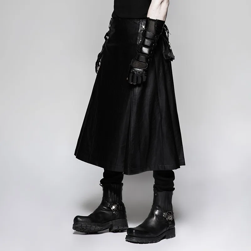 Schottland Rock Für Herren - Gothic Punk Faltenrock In Schwarz Für Steampunk & Alternative Mode