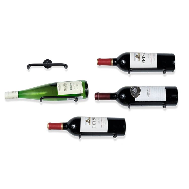 Single Bottle Wall Mounted Black Coated Custom Display Wine Bottle