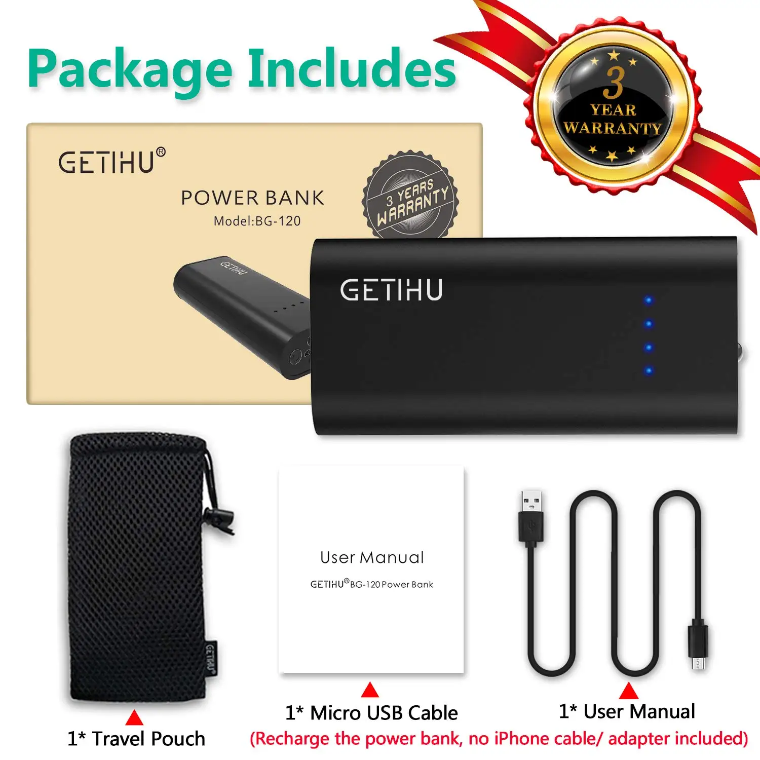 Mobile Accessories Phone Power Bank 5V 2.4A 5200mah portable mini power bank for smart mobile with flashlight - ANKUX.COM