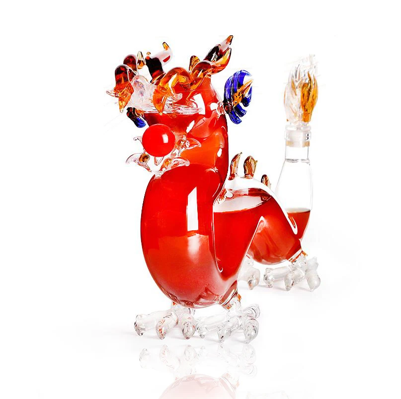 Empty Animal Shape Zodiac Glass Hand Made Dragon Liquor Bottle / Whisky
