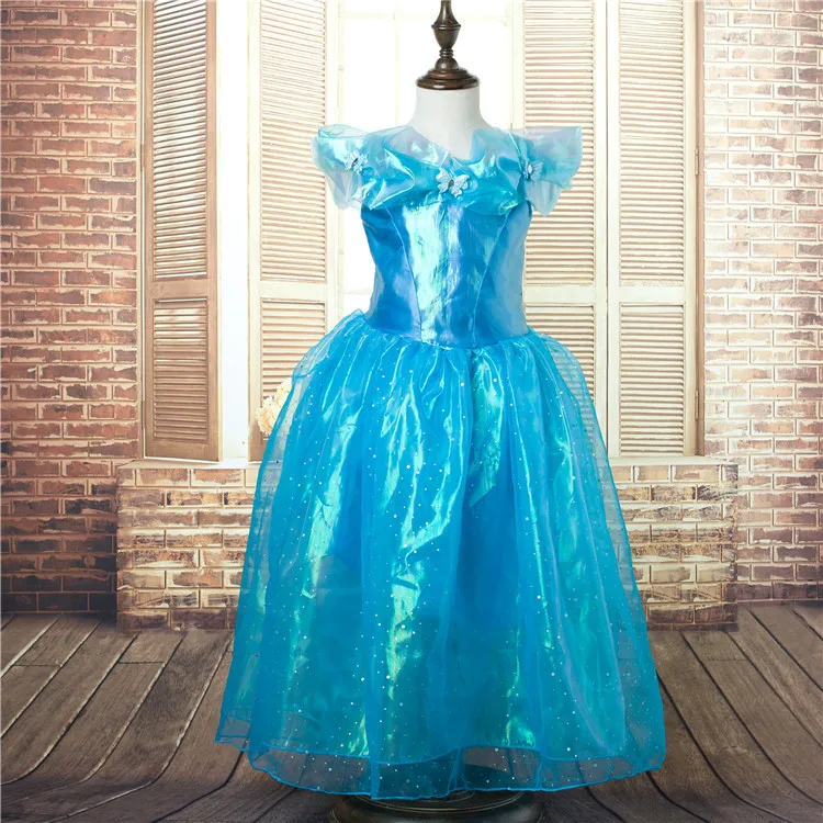 Free Shipping Retail 1pc 2015 New Girls Movie Cosplay Costume Fairy Cinderella Princess font b Dress