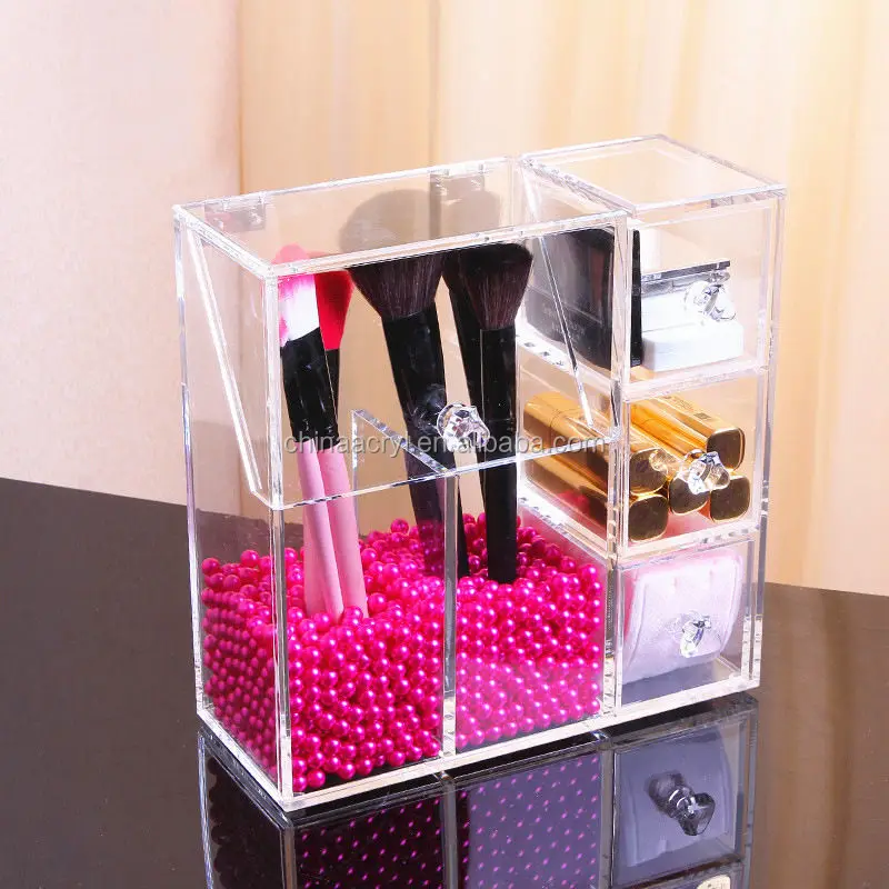 Acrylic Makeup Cosmetic Organizer W Cover Brush 3 Drawer Holder Box Storage Uk , Buy Acrylic Makeup Organizer Uk,Acrylic Makeup Storage Uk,Makeup