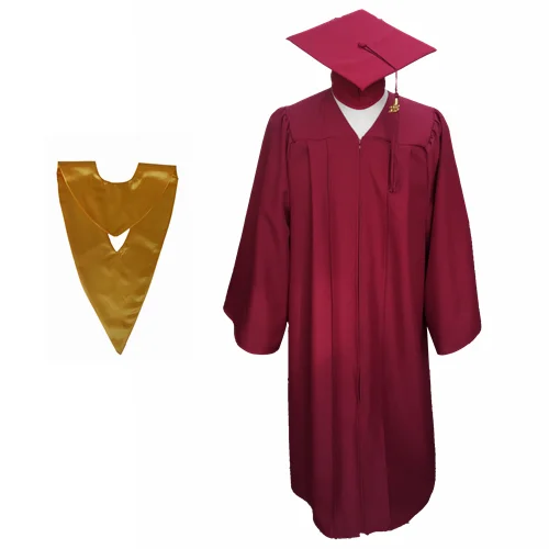 Academic Maroon Graduation Cap Gown & Gold V-stole - Buy Academic ...