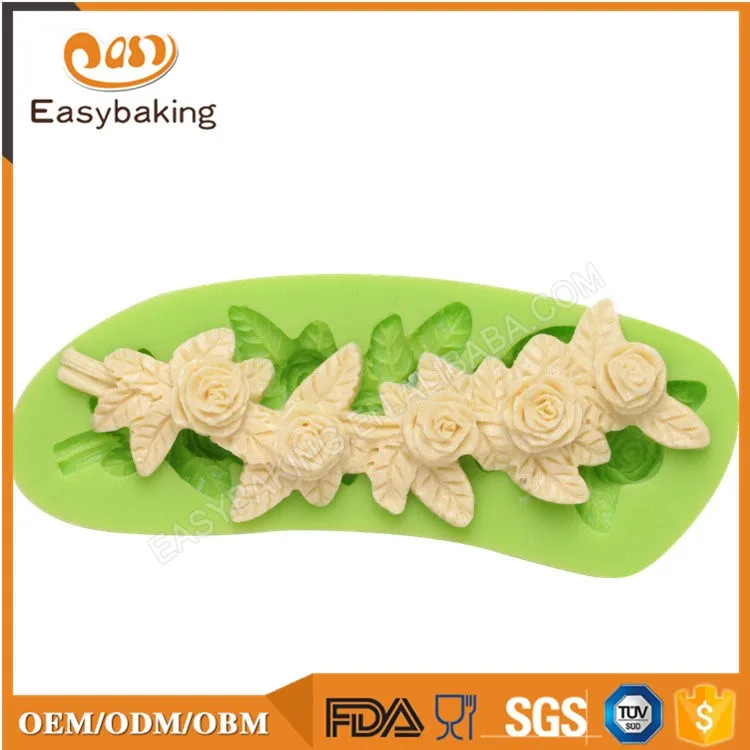 ES-4205 Alibaba, gran oferta, fascinante molde de silicona para pastel de rosas, herramienta para fondant para pastel de boda