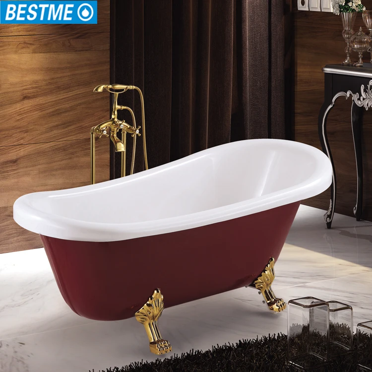 Adult Portable Red Simple Style Claw Foot Sitting Bathtub ...