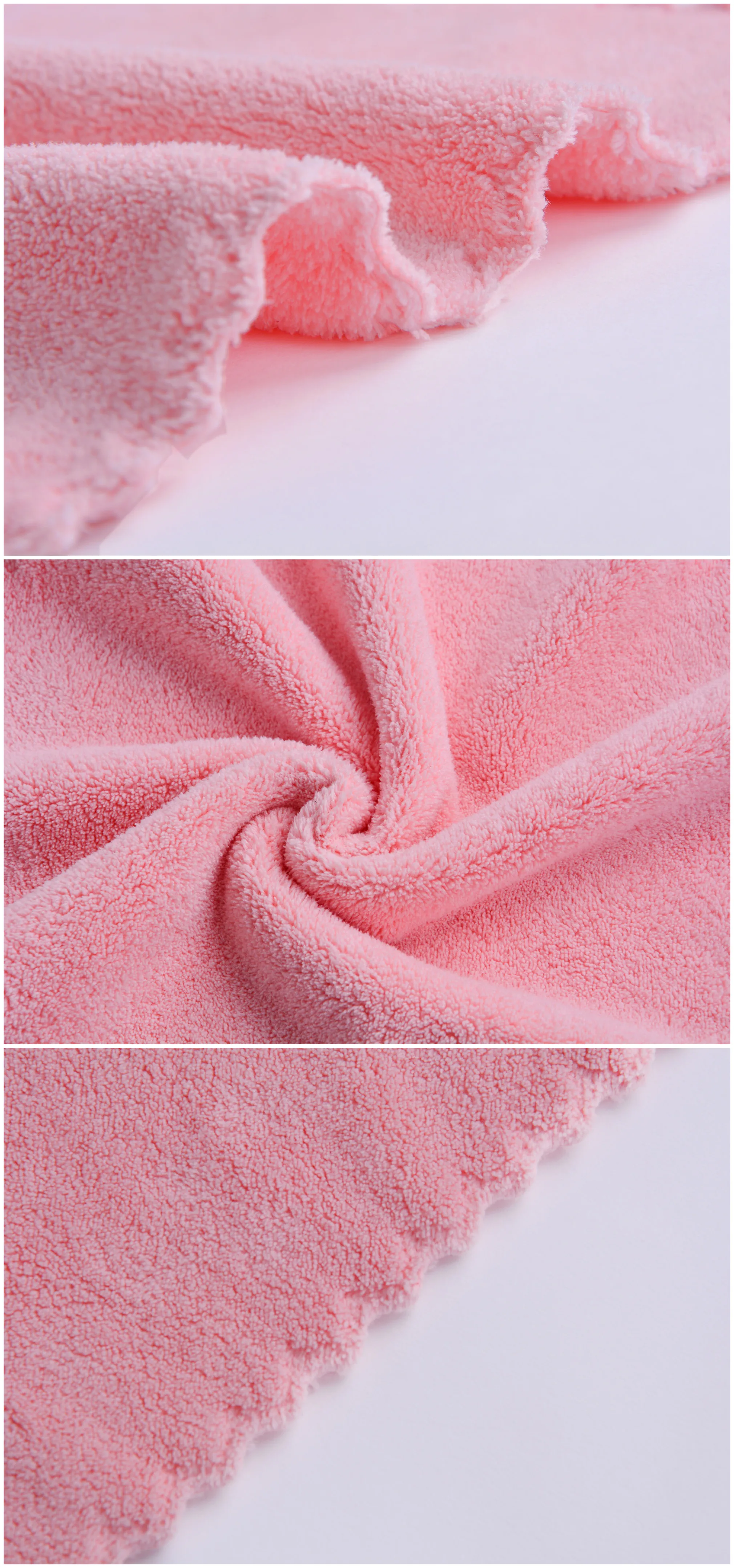 1pc Superfine Fiber Coral Fleece Square Towel With Pink Color