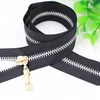 No.5 auto lock zip close end aluminum zip brass metal zipper