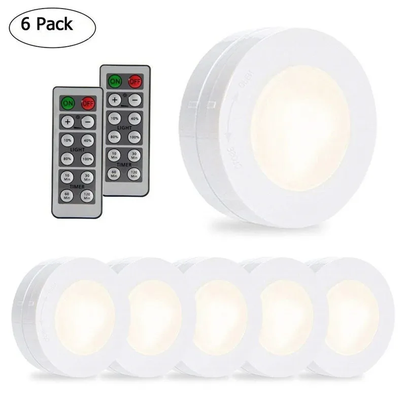 Dimmable Wireless LED Puck Lights Touch Sensor led Under Cabinet Light For Close Wardrobe Stair Hallway Night