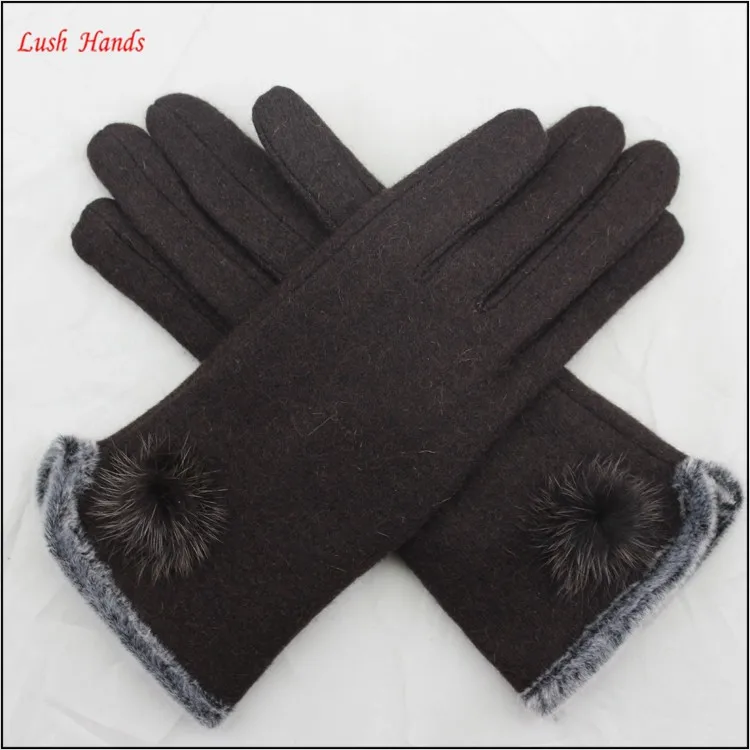 women top brown woolen hand gloves spring thin hand gloves
