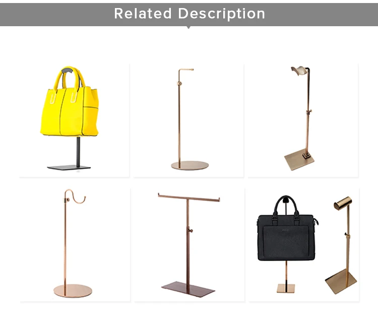 Modern Bag Display Rack Hand Bag Purse Single Hook Adjustable Height