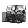 Steel utensil holder, kitchen condiment organizer and flatware utensil caddy | silver & black cutlery caddy, The mesh collection