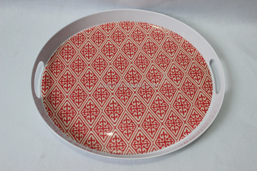 Melamine round tray Plastic oval with handle