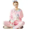 Women's Flannel Pajamas Autumn/Winter Pajamas Set Women Long Sleeve Sleepwear Suit Warm CuteTops+Pants Sleep Home Female Pyjama