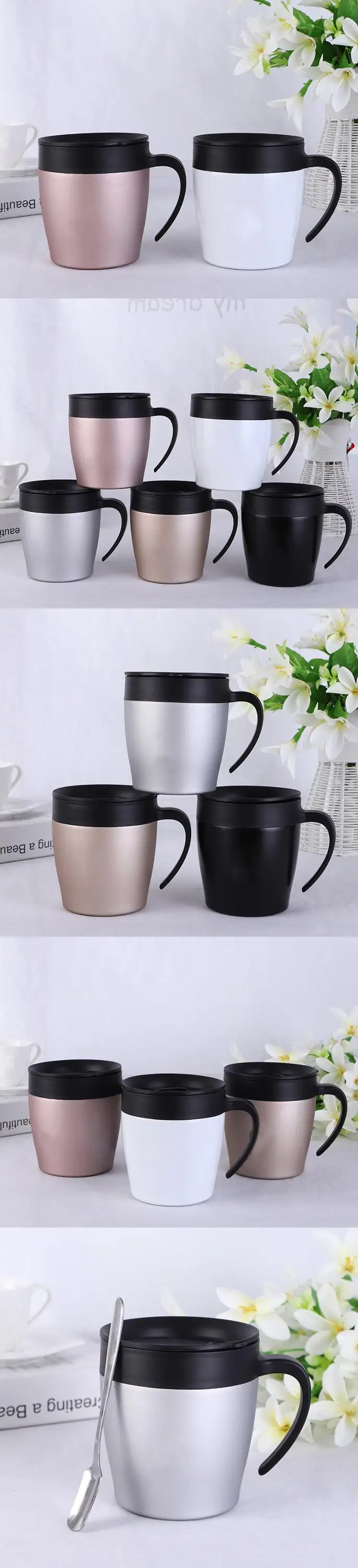 Stainless Steel Coffee Mug With Spill Resistant Lid Double Wall Beer