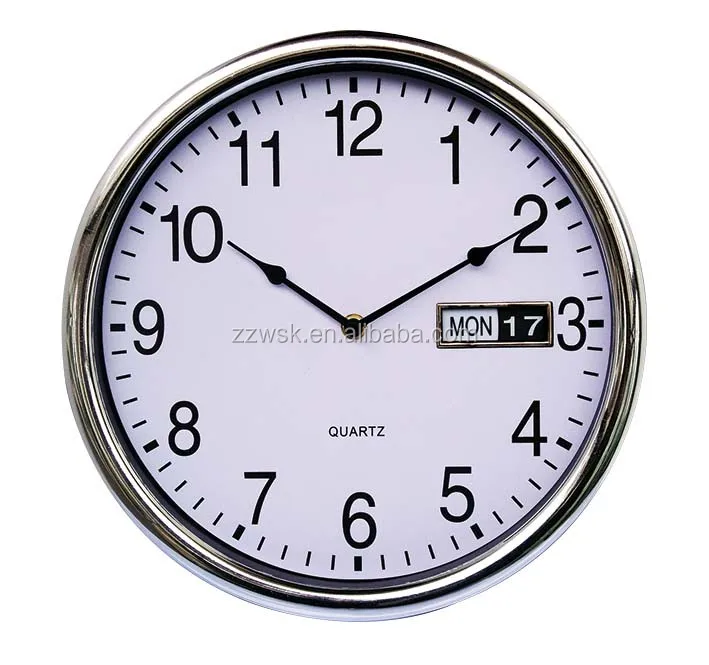 Chrome Clock With Week And Date Buy Day And Date Clock,Date And Time
