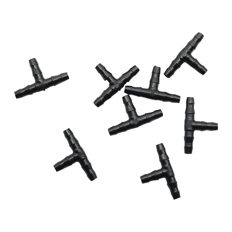 50 Pcs Sprinkler Irrigation 1/4 Inch Barb Tee Water Hose connectors Pipe Hose Fitting Joiner Drip System for 4mm/7mm Hose