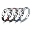 Custom Men's Brand Unique Jewelry Punk Mens Leather Rope Silver Design Bracelet with Steel