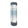 custom free standing modern rotating hexagon wooden glass vitrine display cabinet with light