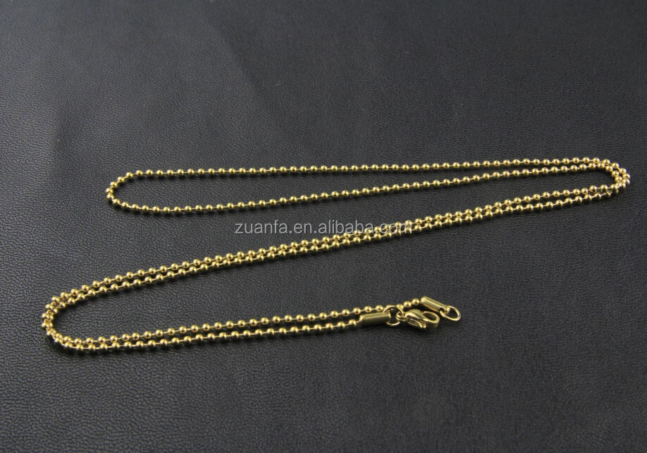 hip hop gold plated 2mm 24" stainless steel ball chain