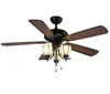 loft European ancient style five wooden blades ceiling decorative fan