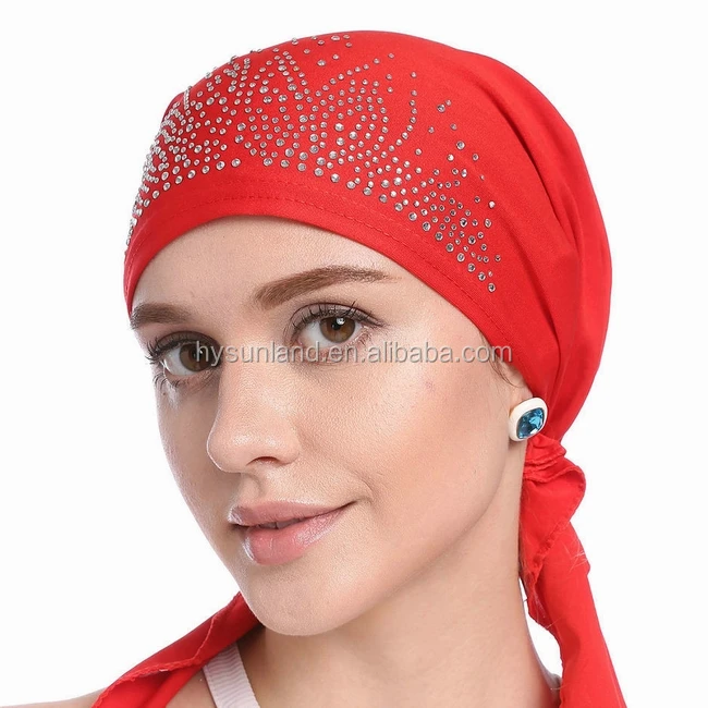 S4306 New 2019 Muslim Headband Head Wrap Caps Bandana Sequins Turban