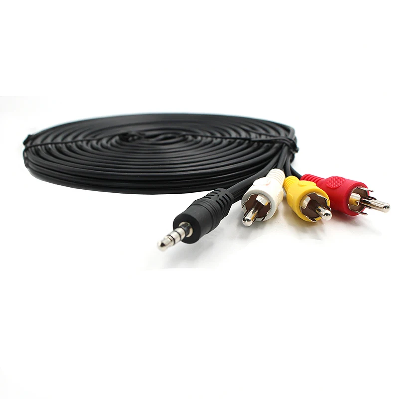 3.5mm Stereo Cable To 3 Rca Av Rca For Cctv Cable 10ft Male Female Aux