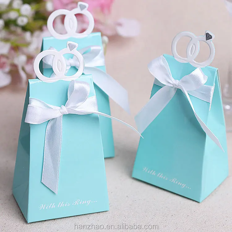 Romantis Tiffany  Biru Berlian  Cincin  Pola Souvenir 