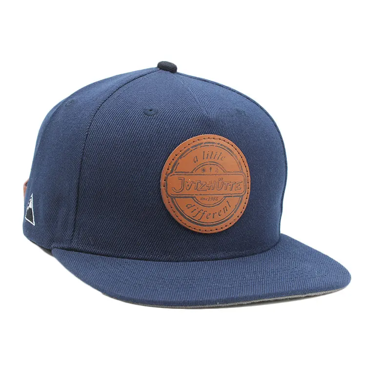 Custom 5 Panel Leather Patch Snapback Blank Strap Back Hats - Buy ...