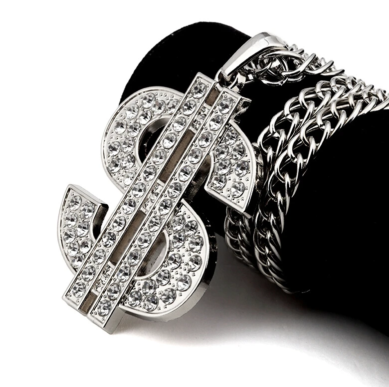 Fashion Hiphop Silver Gold Us Dollar Sign Pendant Chain Necklace Buy