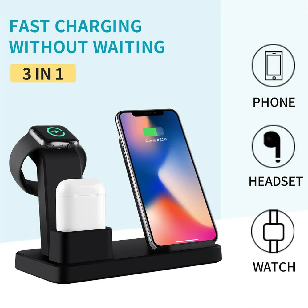 Qi Wireless Charger Pad 3 In 1 Wireless Charger Android 15w Fast