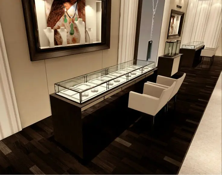 Modern Jewelry Shop Window Display Case And Wooden Cabinet Modern Jewelry Shop Window Display Case And Wooden Cabinet