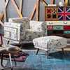 French Cottage Style Waterproof Velvet Fabric Covered Sofa With Ottoman