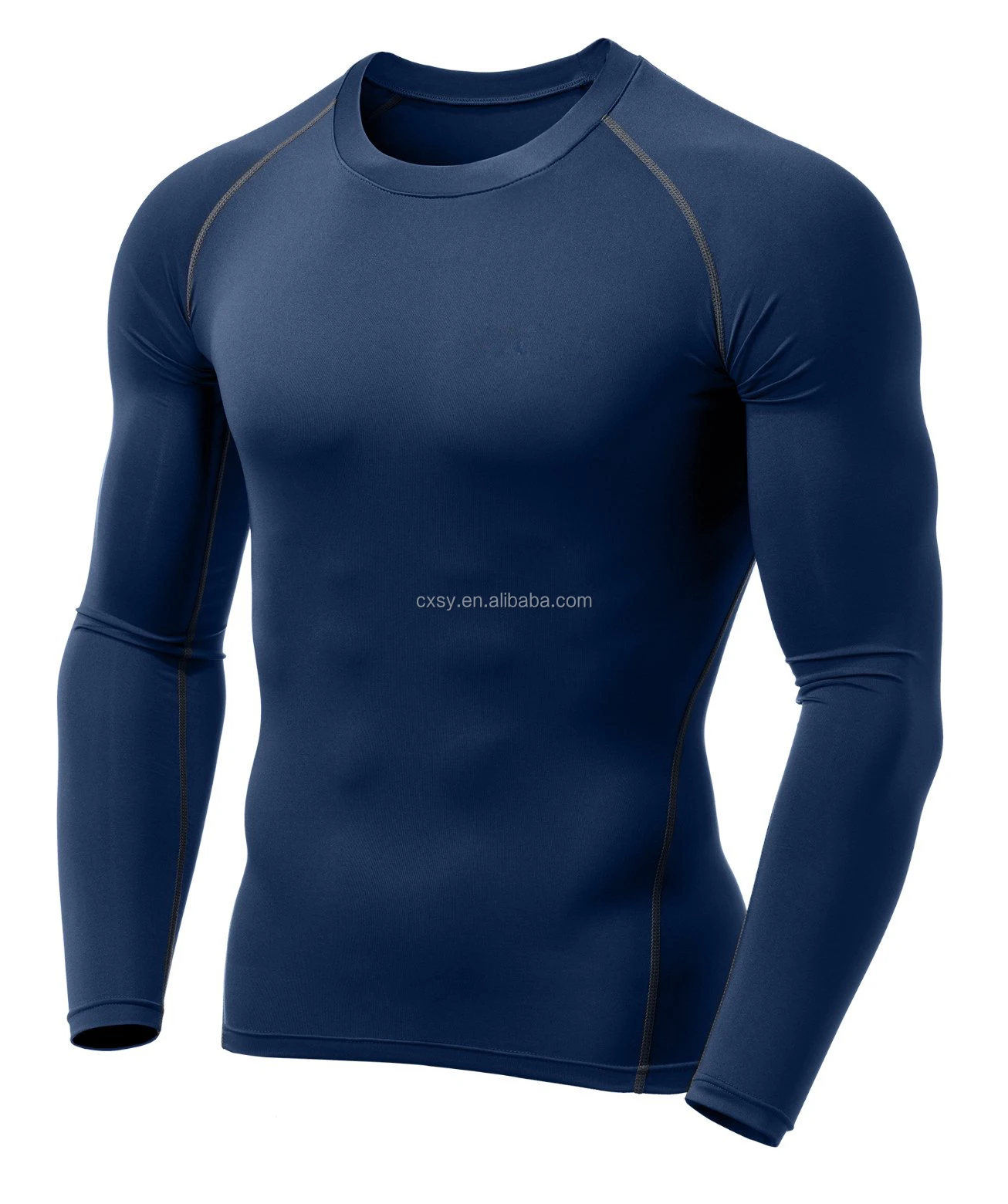 Men's Gym 88%polyester 12%spandex Long Sleeve Cool Dry Compression T ...