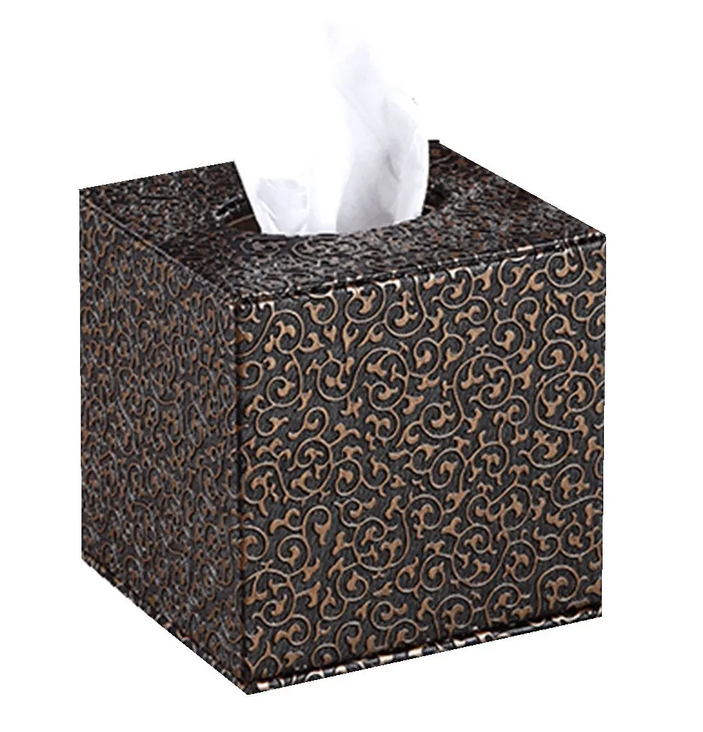 S Forever Weaving Pattern Chic Kleenex Box Holders PU Leather Rectangular Tissue Box Cover White, Small