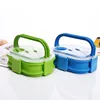 Portable Heat Preservation Seal Up Double Deck Set Silicone Fold Lunch Box
