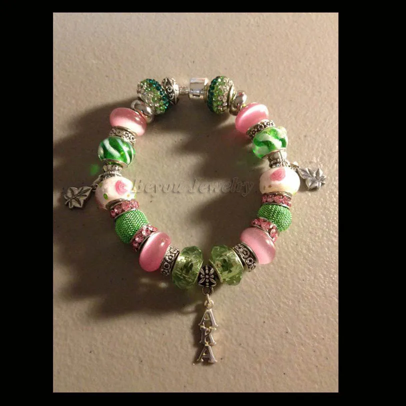 Delta Sigma Theta Letters Sororityred Beads Customized Charm Delta Sigma Theta Letters Sororityred Beads Customized Charm Bracelet Jewelry