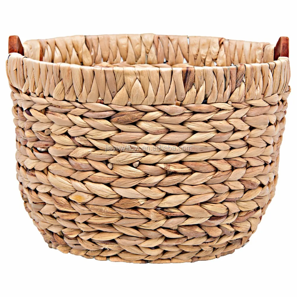 Wholesale Natural Round Water Hyacinth Basket With Handles,Water