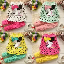 Kids Baby Girls Cute Minnie Mouse Dress Dot Tops Pants Clothes 2pcs Outfits set