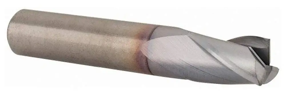 7/16" 3 Flute Single End Solid Carbide 0.02" Corner Radius Spiral Flute Corner Radius End Mill, 5/8" LOC, 7/16" Shank Diam, 2-1/2" OAL, 30° Helix, Right Hand Cut, Right Hand Flute, Centercutting