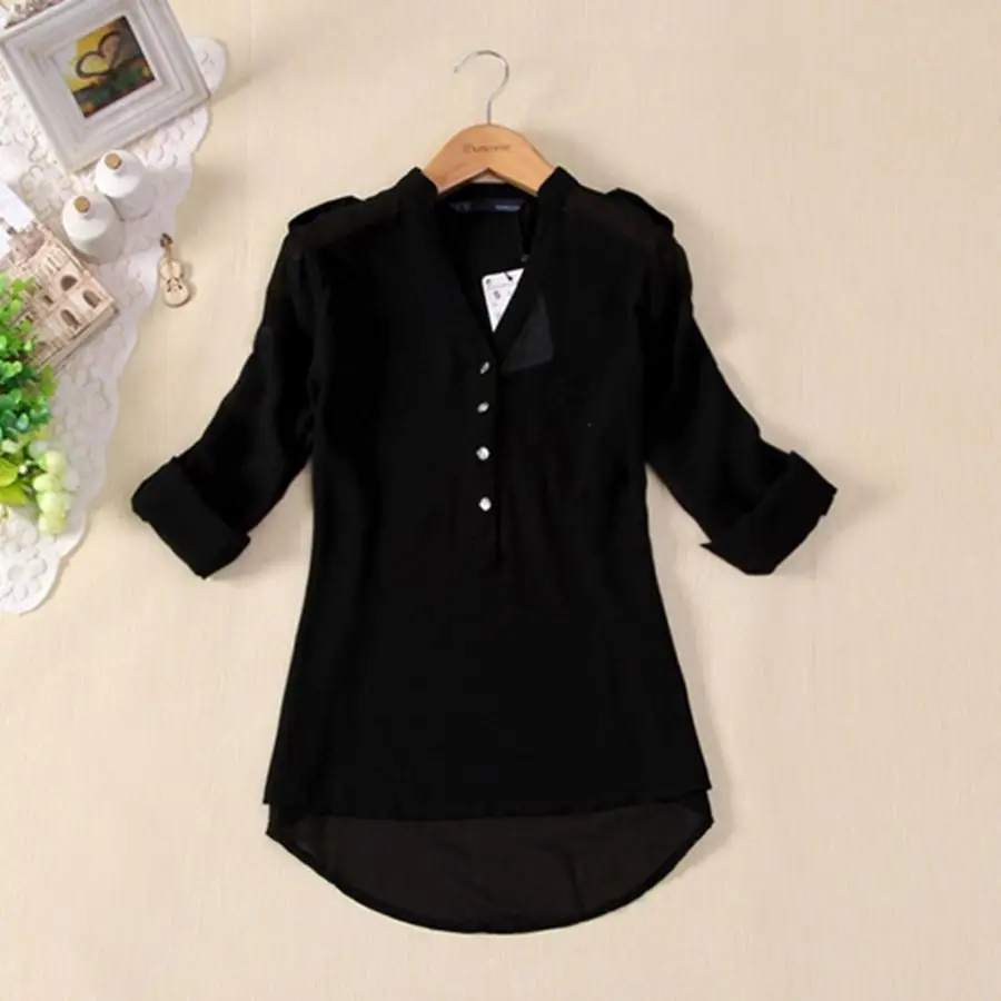 Para mujer formales camisas azules mujeres oficina blusa