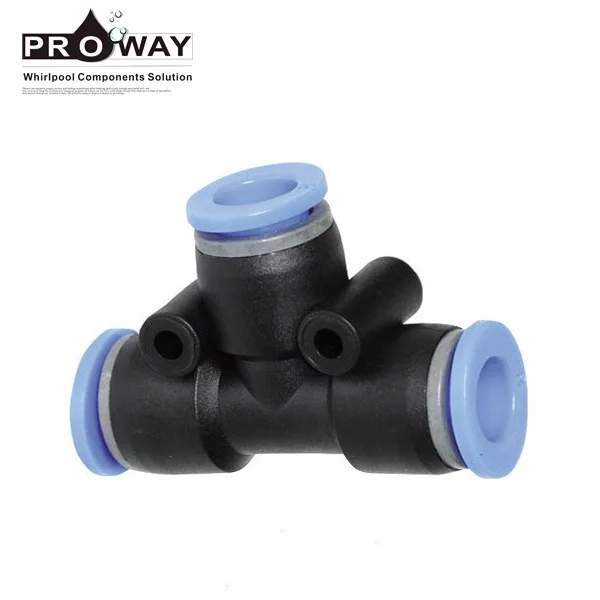 Type T Pneumatic Push in Fittings Air Eau Tuyau Tube Pipe Connecteur Tee Joine