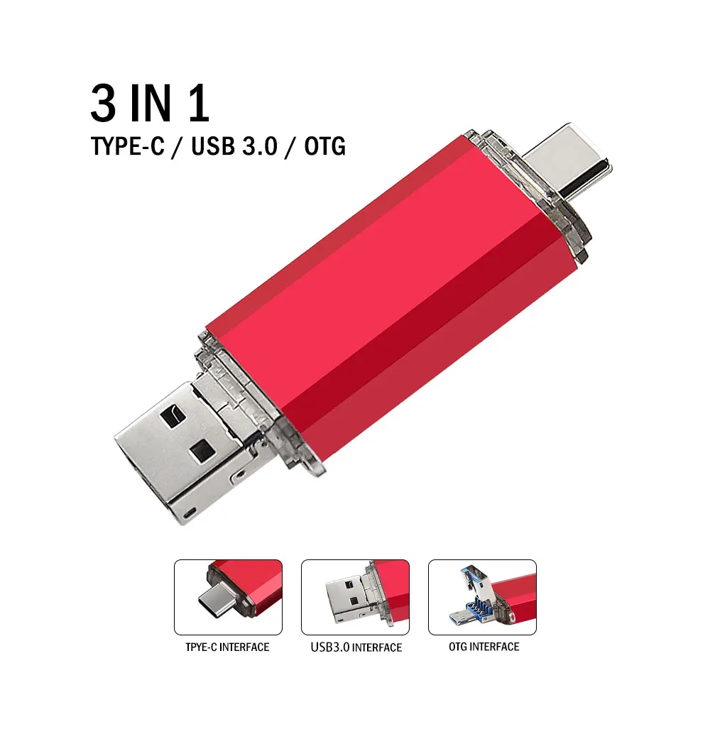 3 in 1 otg metal usb 3.0 16gb 32gb 64gb type c pendrive with cooperation gift customize logo - ANKUX.COM