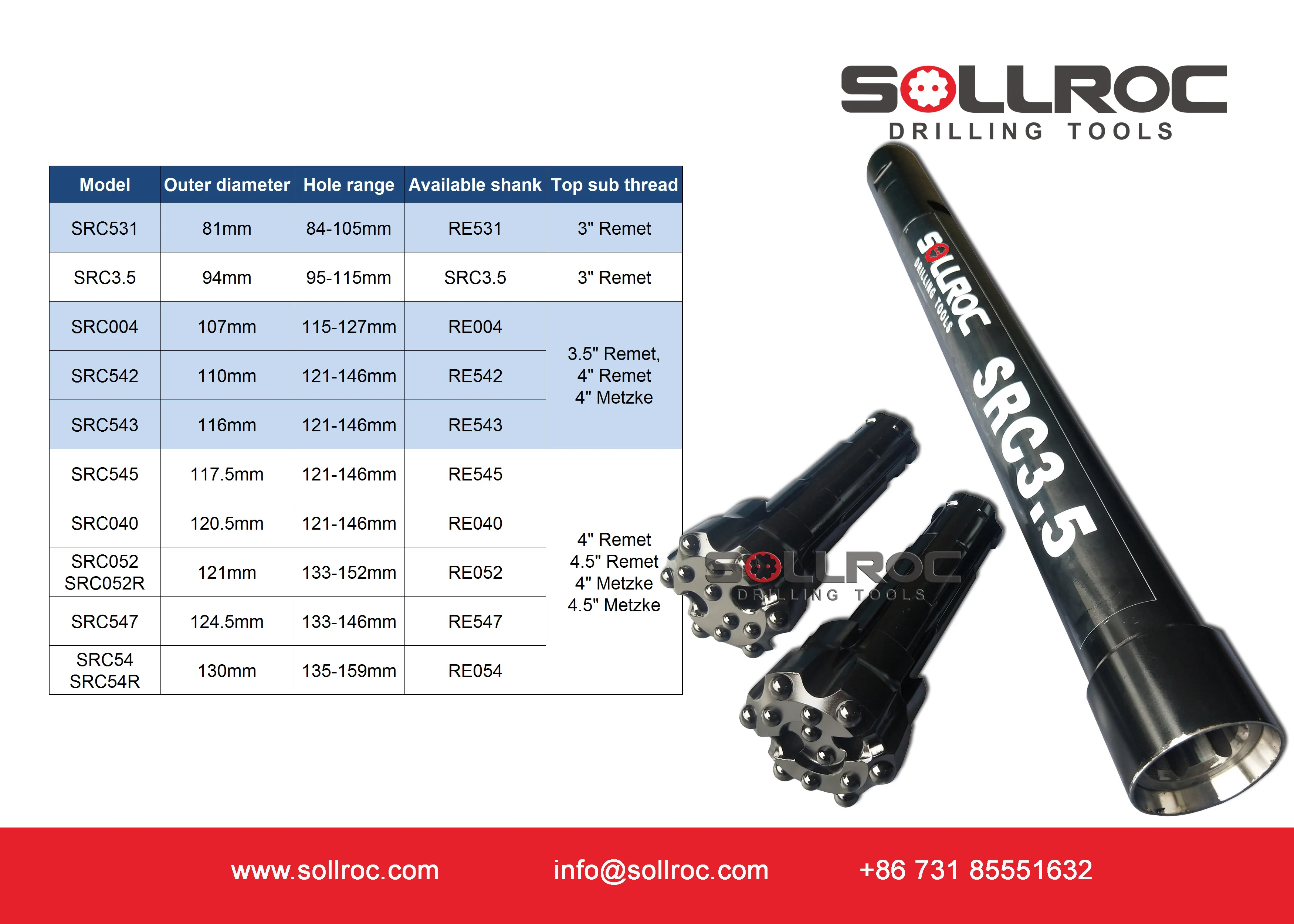 Reverse Circulation RC Hammer for Exploration Drilling and Grade Control with OD81mm to OD146mm and 84mm to 152mm Bit Range