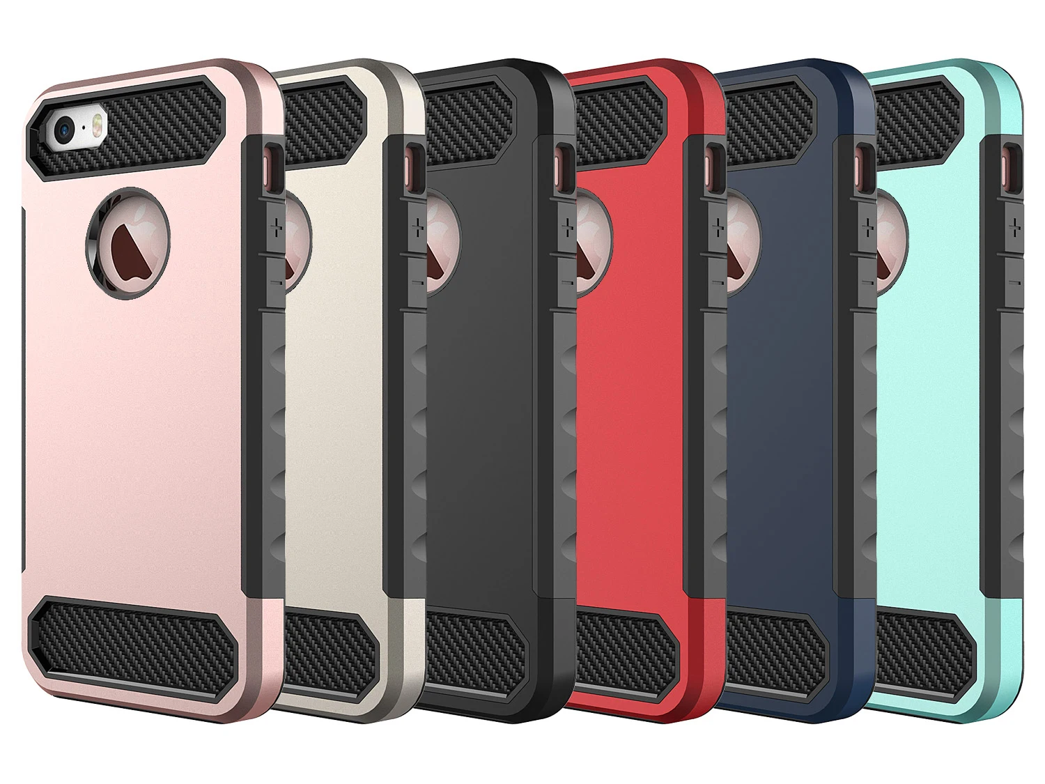 Pc Tpu 2 In 1 Carbon Fiber Line Back Cover Shockproof Phone Case For