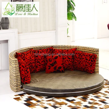 Half Circle Water Hyacinth Natural Rattan Leather Round Sofa Cum Bed Buy Rattan Round Sofa Bed Sofa Round Bed Leather Sofa Cum Bed Product On