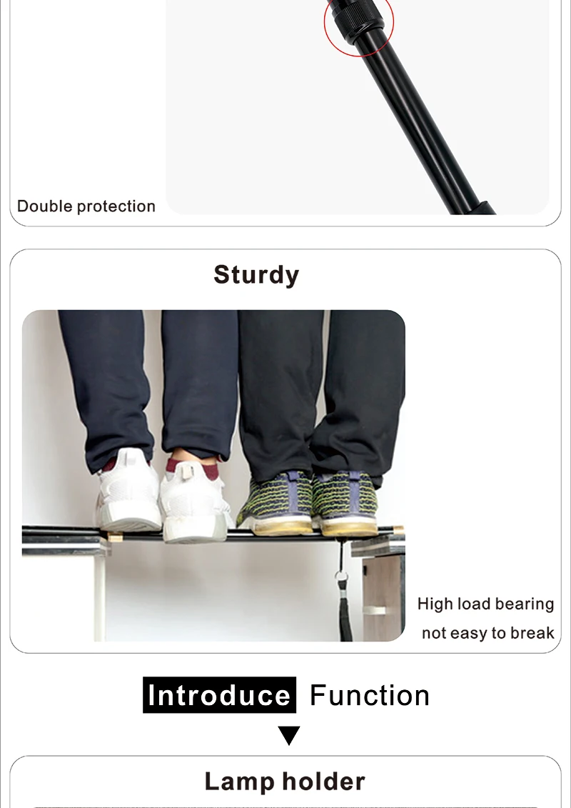 Aluminum Folding Walking Cane With LED Light with Radio with Alarm