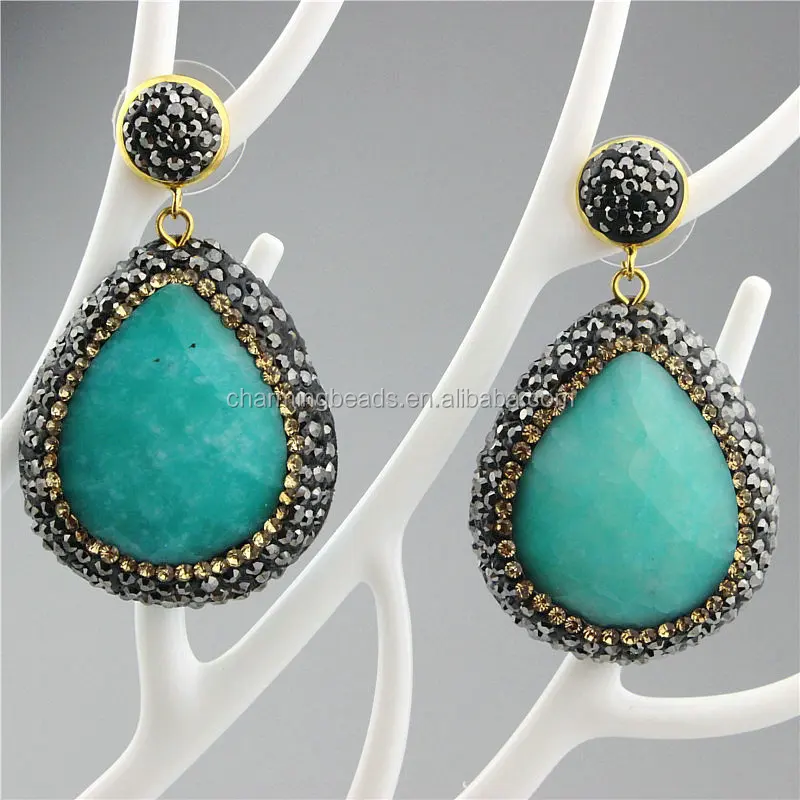 CH-ZSE0295 rhinestone stone pendant earring,pave crystal pearl stud earring,fashion cat eye stone earring jewelry
