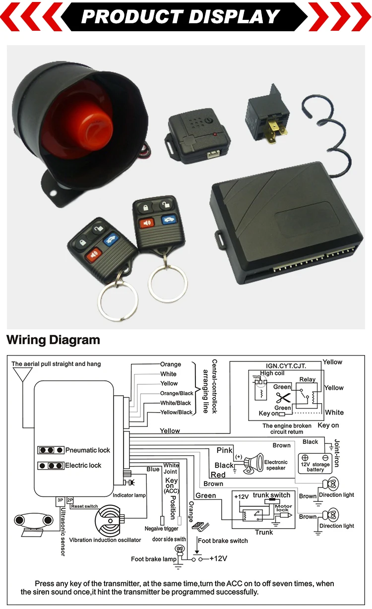 Multifunction Bemaz Car Alarm System With Remote Trunk Release And